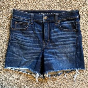 American Eagle Outfitters Dark Blue High Waist Denim Shorts